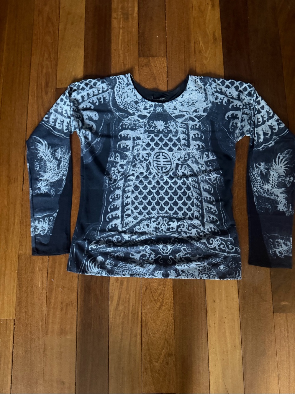 Vivienne Tam RARE Vintage blue dragon batik long sleeve opera top sz 3 US 4-8 - Picture 5 of 11